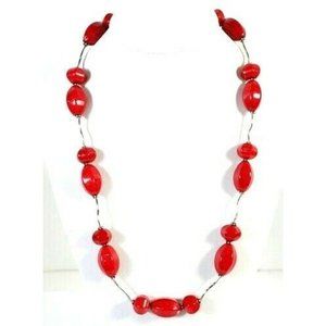 Donna Dressler Sterling Silver Red Glass Necklace